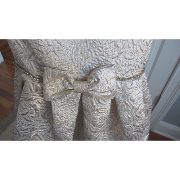 ADORABLE SWEET CHARMERS GOLD LAME BROCADE DRESS W/ RHINESTONE BELT 4/4T - Picture 2 of 7
